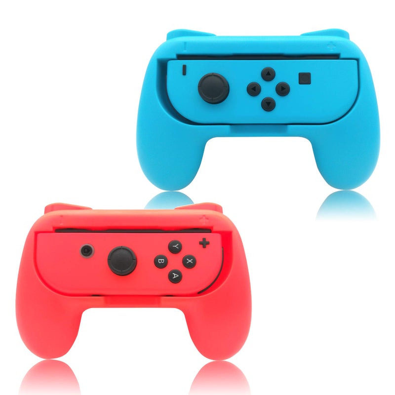 FYOUNG Hand Grips Compatible with Switch/Switch OLED Model Controllers, Grip Compatible with Switch Joy Con - Blue and Red (2 Packs) - Image 1